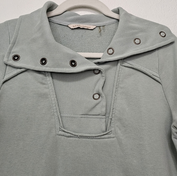 Soft Surroundings Snap Cowl Neck Blue Gray Tunic Length Sweatshirt Size Small - Picture 4 of 7